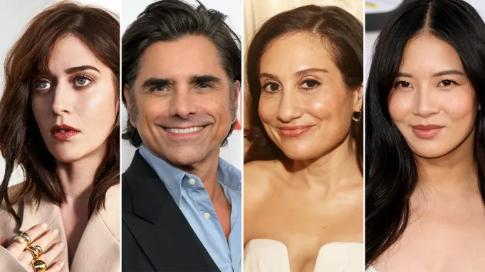 Lizzy Caplan, John Stamos, Lucy DeVito, Christine Ko
